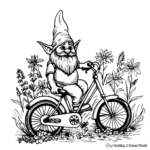 Kid-Friendly Gnome on a Bike Coloring Pages 1