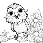 Kid-Friendly Parrot and Sunflower Coloring Pages 3