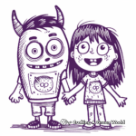 Kid-Friendly Purple Cartoon Characters Coloring Pages 1