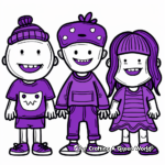 Kid-Friendly Purple Cartoon Characters Coloring Pages 2