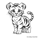 Kid-Friendly Siberian Tiger Cub Coloring Pages 2