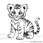 Kid-Friendly Siberian Tiger Cub Coloring Pages 4