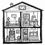 Kids Bedroom in a Doll House Coloring Pages 1