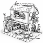 Kids Bedroom in a Doll House Coloring Pages 2