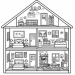 Kids Bedroom in a Doll House Coloring Pages 3