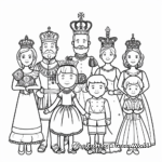 King and Queen Royal Family Coloring Pages: King, Queen, and Prince 3