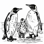 King Penguin Family Coloring Pages: Male, Female, and Chicks 1
