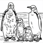 King Penguin Family Coloring Pages: Male, Female, and Chicks 3