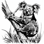 Koala in the Wild: Australian Outback Scene Coloring Pages 4