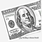 Large Print Hundred Dollar Bill Coloring Pages 2