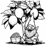 Laughing Gnome Under a Lemon Tree Coloring Pages 1