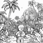 Lego Jurassic World: Jungle-Scene Coloring Pages 1