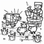 Lego Minecraft Animal Coloring Pages: Cows, Pigs, Chickens,Sheep 4