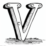 Letter V with Big and Small Case Coloring Page 2
