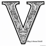 Letter V with Big and Small Case Coloring Page 3