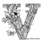 Letter V Zentangle Coloring Page 1