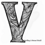 Letter V Zentangle Coloring Page 3