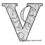 Letter V Zentangle Coloring Page 4