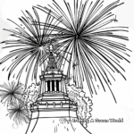Liberty Bell with Fireworks Coloring Pages 1