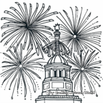 Liberty Bell with Fireworks Coloring Pages 2