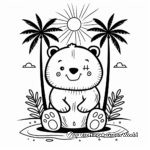 Lively Beach-Days Kawaii Bear Coloring Pages 2