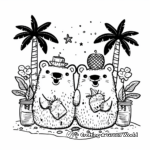 Lively Beach-Days Kawaii Bear Coloring Pages 3