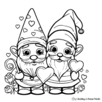 Lovely Valentine Gnome Couple Coloring Pages 3