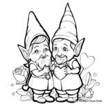 Lovely Valentine Gnome Couple Coloring Pages 4
