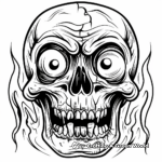 Macabre Zombie Skull Coloring Pages 1
