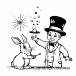 Magic Theme Magician Hat and Rabbit Coloring Pages 1