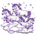 Magical Purple Unicorns Coloring Sheets 1