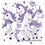 Magical Purple Unicorns Coloring Sheets 2