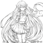 Majestic Anime Elf with Flowing Long Hair Coloring Pages 4