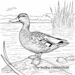Majestic Mallard Duck on the Lake Coloring Pages 1