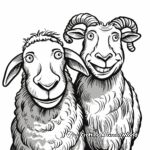 Male and Female Ram Coloring Pages: A Family Portrait 2