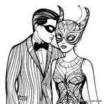 Masquerade Ball Couple Coloring Pages 1