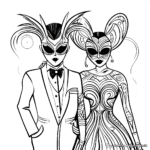 Masquerade Ball Couple Coloring Pages 2