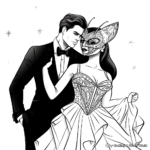 Masquerade Ball Couple Coloring Pages 3