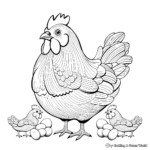 Meditative Hen With Chicks Coloring Pages 3