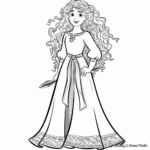 Merida in Her Princess Dress Coloring Pages 1