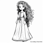 Merida in Her Princess Dress Coloring Pages 3