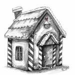 Merry Christmas Watercolor Gingerbread House Coloring Pages 1