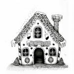 Merry Christmas Watercolor Gingerbread House Coloring Pages 2