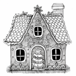 Merry Christmas Watercolor Gingerbread House Coloring Pages 4