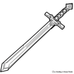 Minecraft Netherite Sword Coloring Pages 2