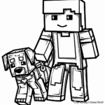Minecraft Steve y su mejor amigo Perro Páginas para colorear 2