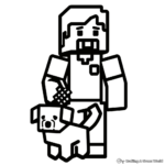 Minecraft Steve and His Best Friend Dog Coloring Pages 3