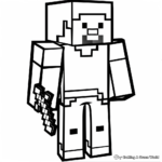 Minecraft Steve and Villager Trading Coloring Pages 4
