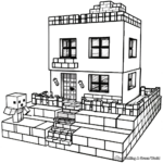 Minecraft Steve Construyendo una Casa Páginas para colorear 3