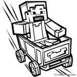 Minecraft Steve in Minecart Coloring Pages 1